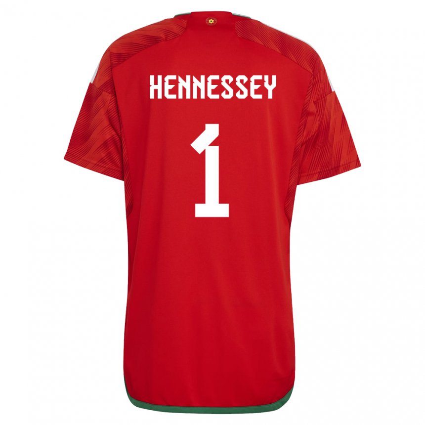Mænd Wales Wayne Hennessey #1 Rød Hjemmebane Spillertrøjer 22-24 Trøje T-shirt