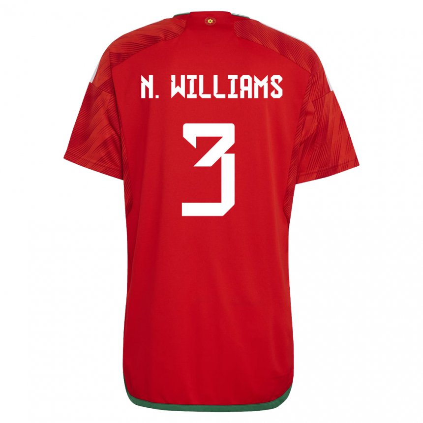 Mænd Wales Neco Williams #3 Rød Hjemmebane Spillertrøjer 22-24 Trøje T-shirt