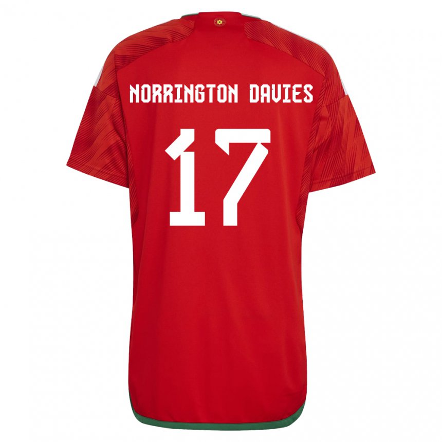 Mænd Wales Rhys Norrington Davies #17 Rød Hjemmebane Spillertrøjer 22-24 Trøje T-shirt