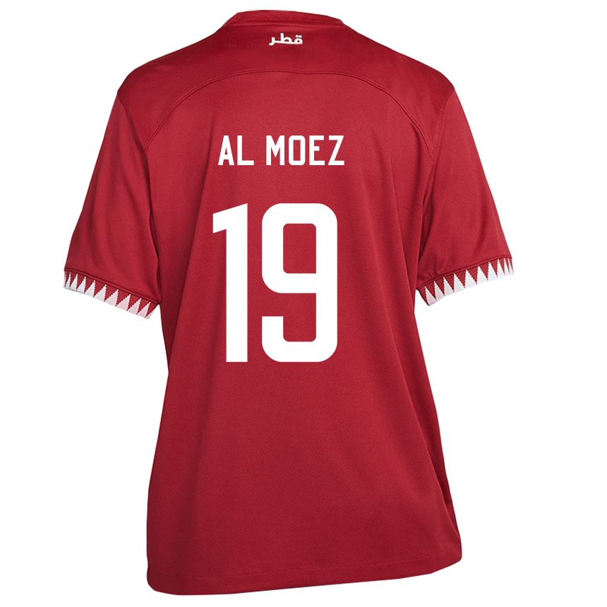 Mænd Qatars Almoez Ali #19 Rødbrun Hjemmebane Spillertrøjer 22-24 Trøje T-shirt