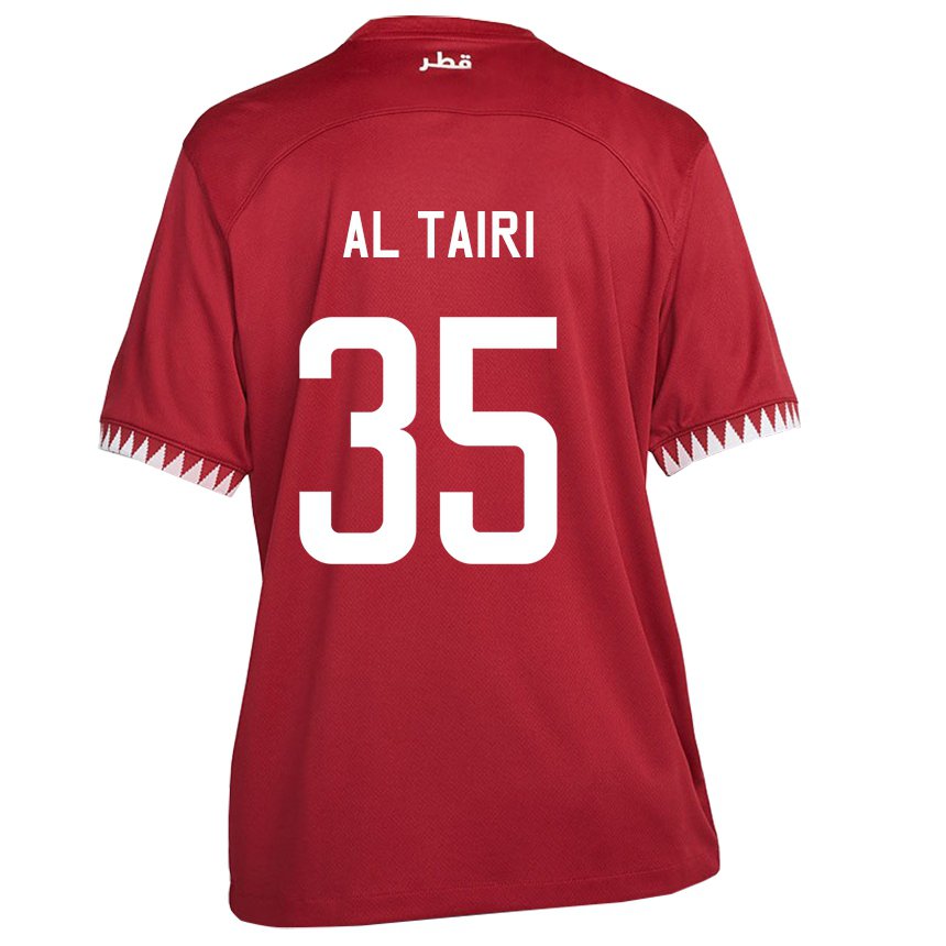 Mænd Qatars Osamah Al Tairi #35 Rødbrun Hjemmebane Spillertrøjer 22-24 Trøje T-shirt
