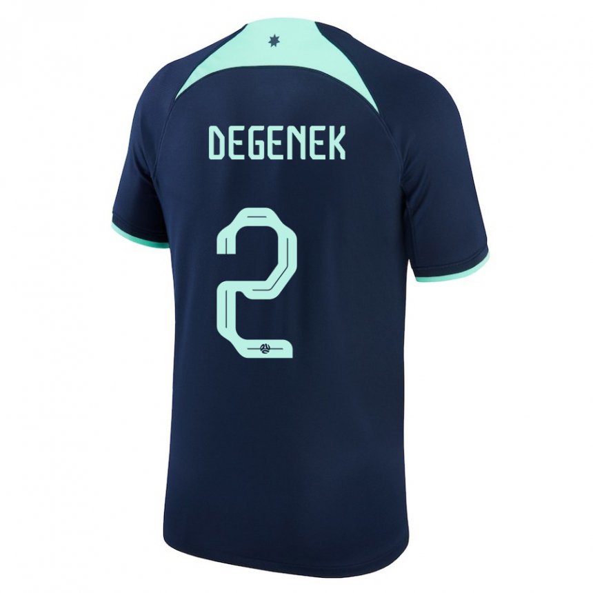 Mænd Australiens Milos Degenek #2 Mørkeblå Udebane Spillertrøjer 22-24 Trøje T-shirt