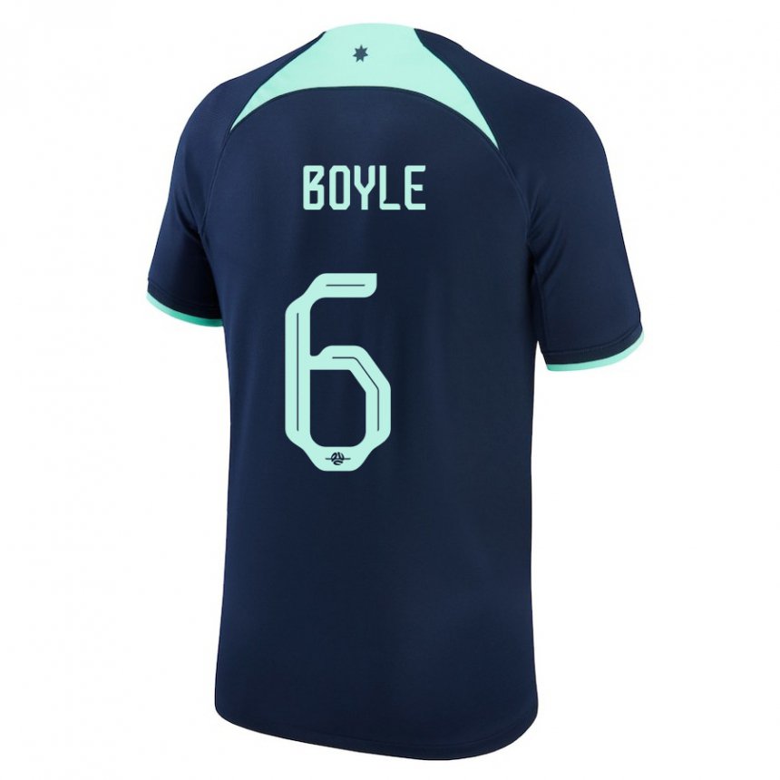 Mænd Australiens Martin Boyle #6 Mørkeblå Udebane Spillertrøjer 22-24 Trøje T-shirt