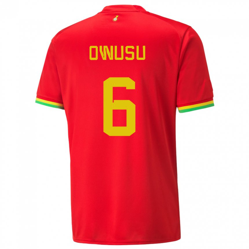 Mænd Ghanas Elisha Owusu #6 Rød Udebane Spillertrøjer 22-24 Trøje T-shirt