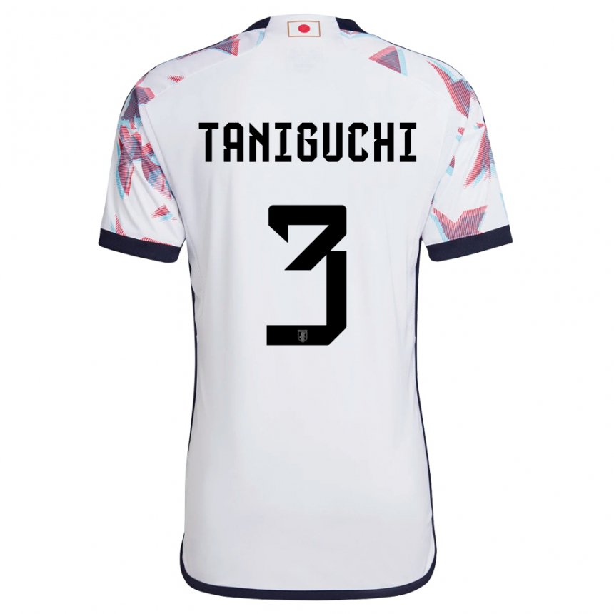 Mænd Japans Shogo Taniguchi #3 Hvid Udebane Spillertrøjer 22-24 Trøje T-shirt