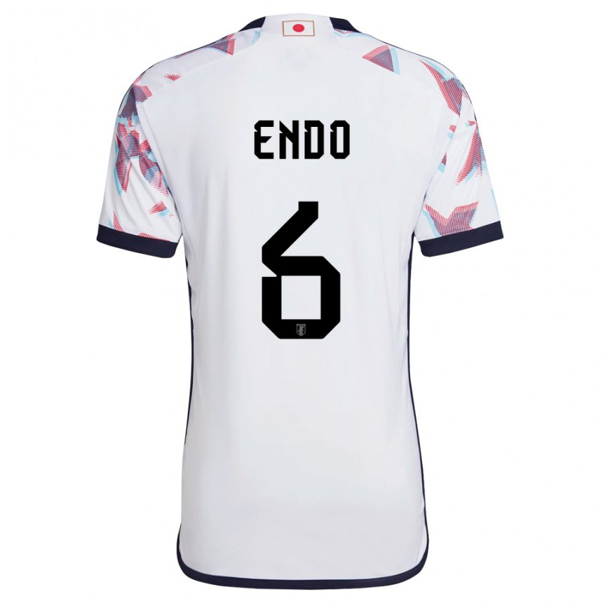 Mænd Japans Wataru Endo #6 Hvid Udebane Spillertrøjer 22-24 Trøje T-shirt