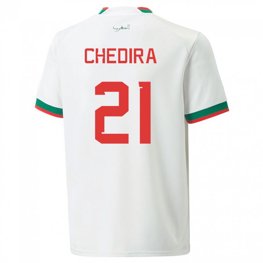 Mænd Marokkos Walid Chedira #21 Hvid Udebane Spillertrøjer 22-24 Trøje T-shirt