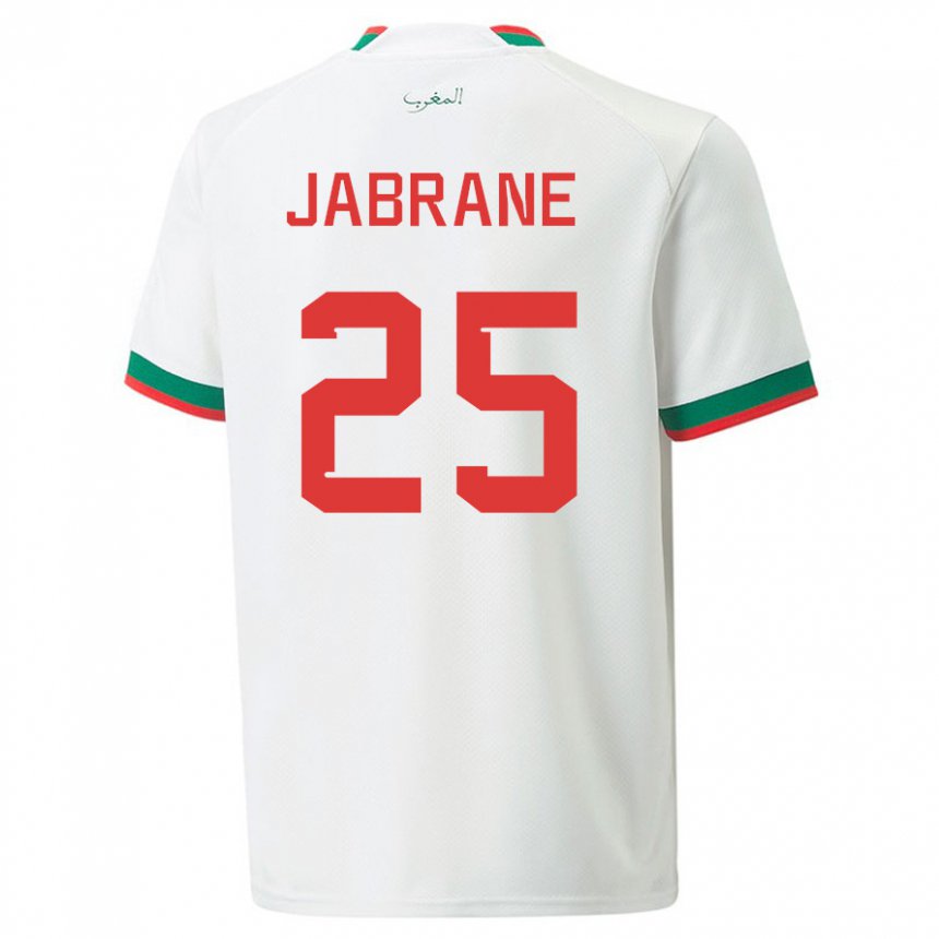 Mænd Marokkos Yahya Jabrane #25 Hvid Udebane Spillertrøjer 22-24 Trøje T-shirt