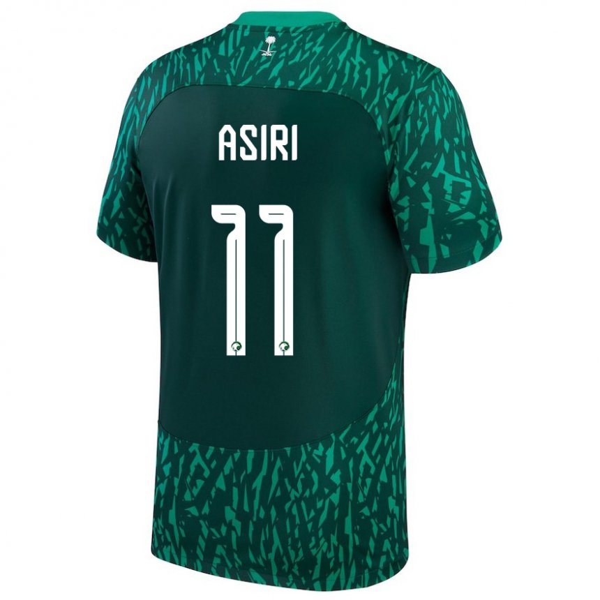 Mænd Saudi-arabiens Haitham Asiri #11 Mørkegrøn Udebane Spillertrøjer 22-24 Trøje T-shirt