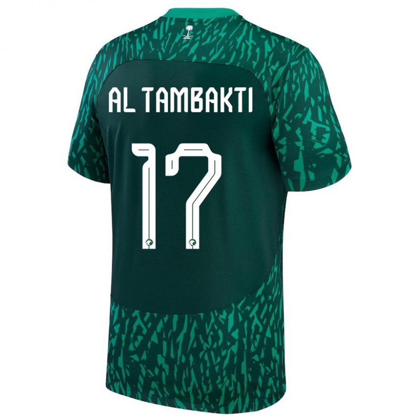 Mænd Saudi-arabiens Hassan Al Tambakti #17 Mørkegrøn Udebane Spillertrøjer 22-24 Trøje T-shirt