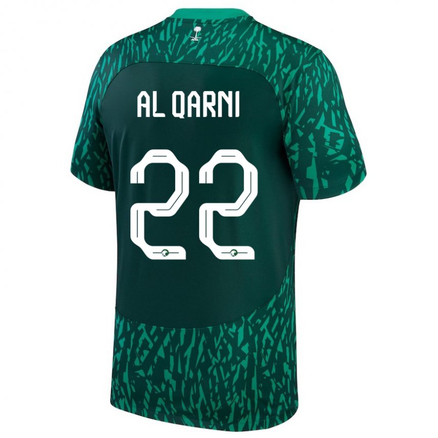 Mænd Saudi-arabiens Fawaz Al Qarni #22 Mørkegrøn Udebane Spillertrøjer 22-24 Trøje T-shirt