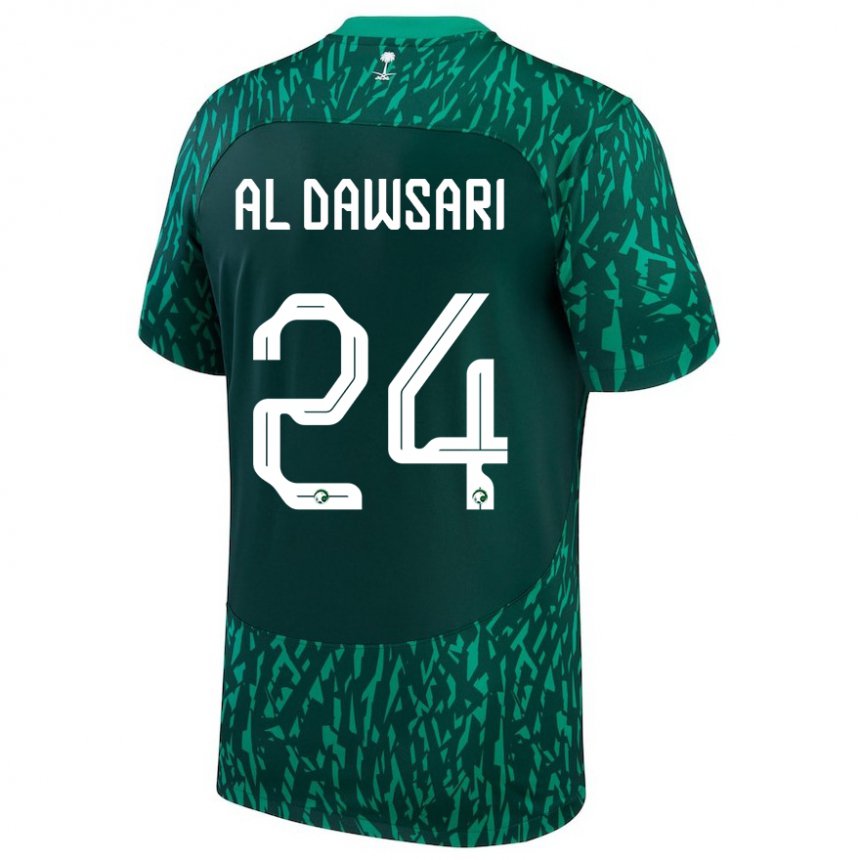 Mænd Saudi-arabiens Nasser Al Dawsari #24 Mørkegrøn Udebane Spillertrøjer 22-24 Trøje T-shirt