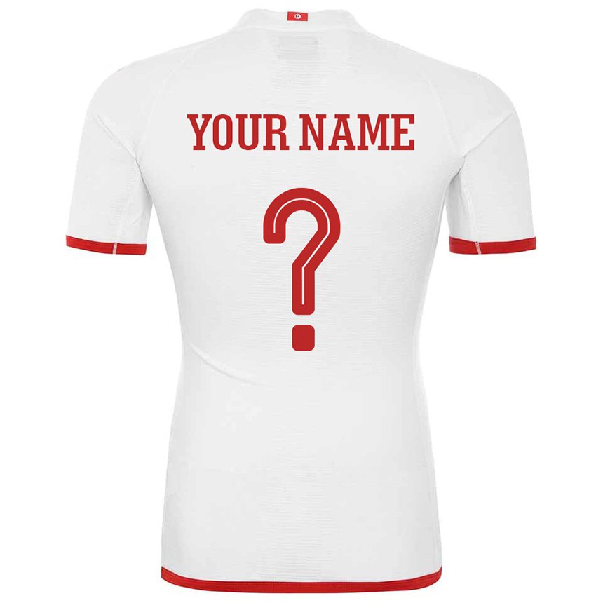 Mænd Tunesiens Dit Navn #0 Hvid Udebane Spillertrøjer 22-24 Trøje T-shirt
