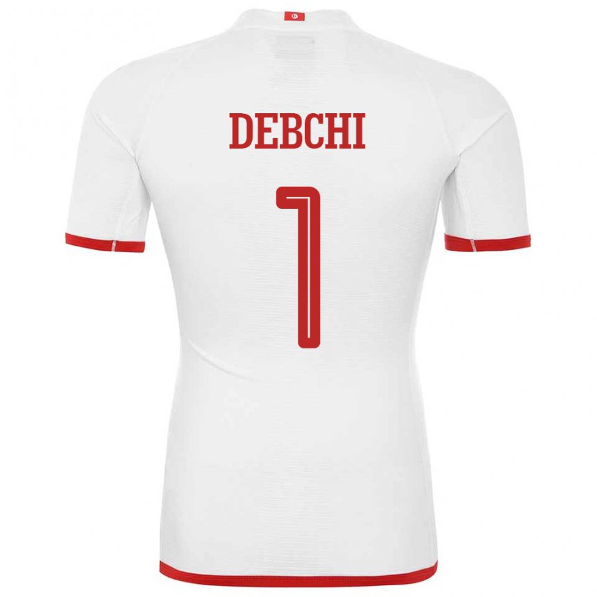 Mænd Tunesiens Mohamed Sedki Debchi #1 Hvid Udebane Spillertrøjer 22-24 Trøje T-shirt