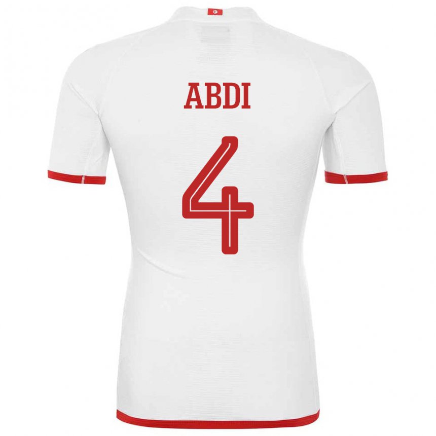 Mænd Tunesiens Ali Abdi #4 Hvid Udebane Spillertrøjer 22-24 Trøje T-shirt