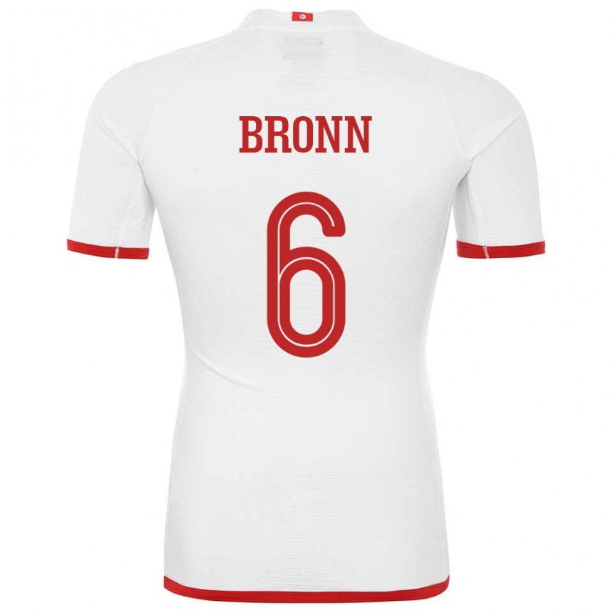 Mænd Tunesiens Dylan Bronn #6 Hvid Udebane Spillertrøjer 22-24 Trøje T-shirt