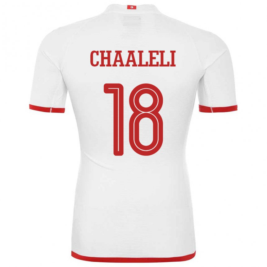 Mænd Tunesiens Ghaliene Chaaleli #18 Hvid Udebane Spillertrøjer 22-24 Trøje T-shirt