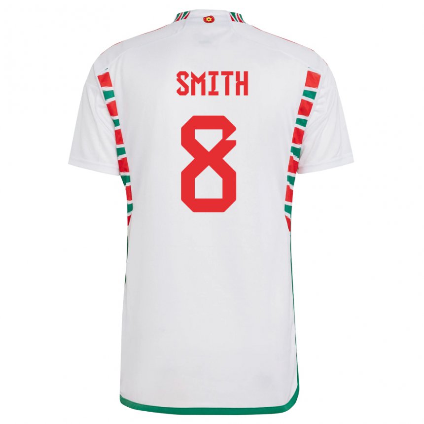 Mænd Wales Matt Smith #8 Hvid Udebane Spillertrøjer 22-24 Trøje T-shirt