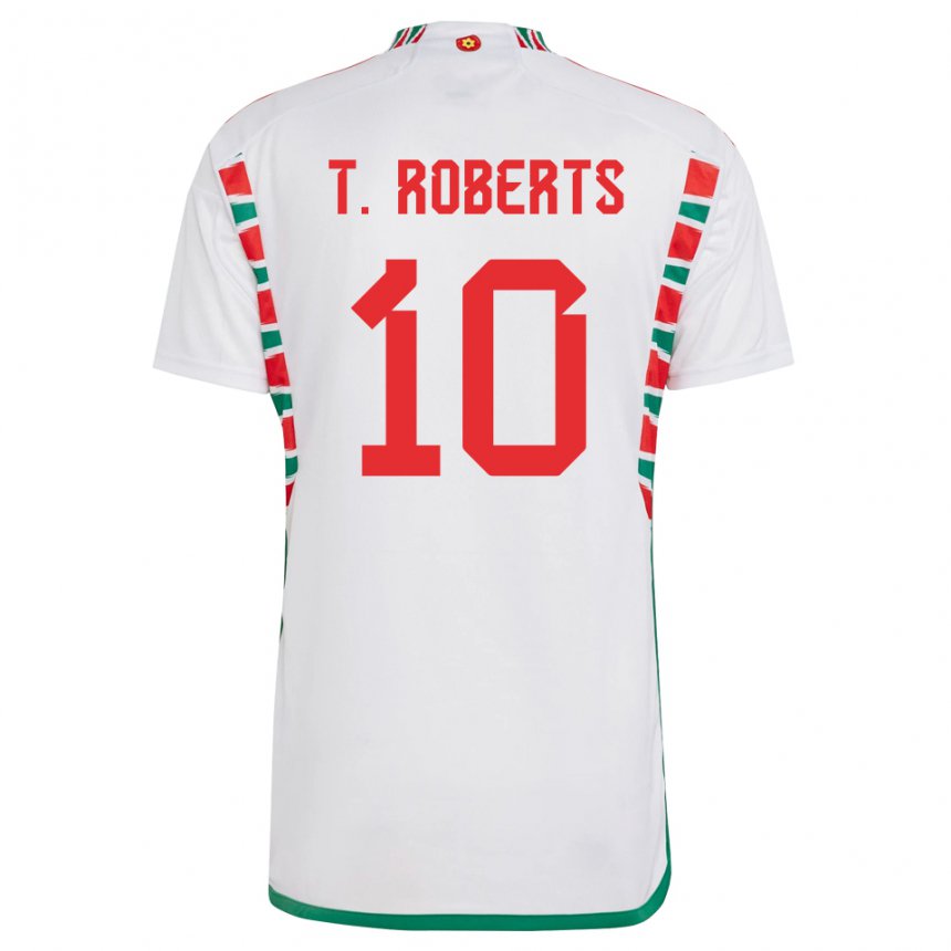 Mænd Wales Tyler Roberts #10 Hvid Udebane Spillertrøjer 22-24 Trøje T-shirt