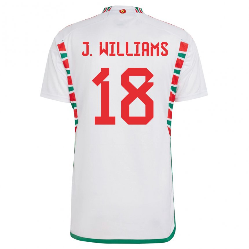 Mænd Wales Jonathan Williams #18 Hvid Udebane Spillertrøjer 22-24 Trøje T-shirt