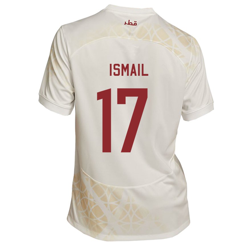 Mænd Qatars Ismail Mohamad #17 Guld Beige Udebane Spillertrøjer 22-24 Trøje T-shirt