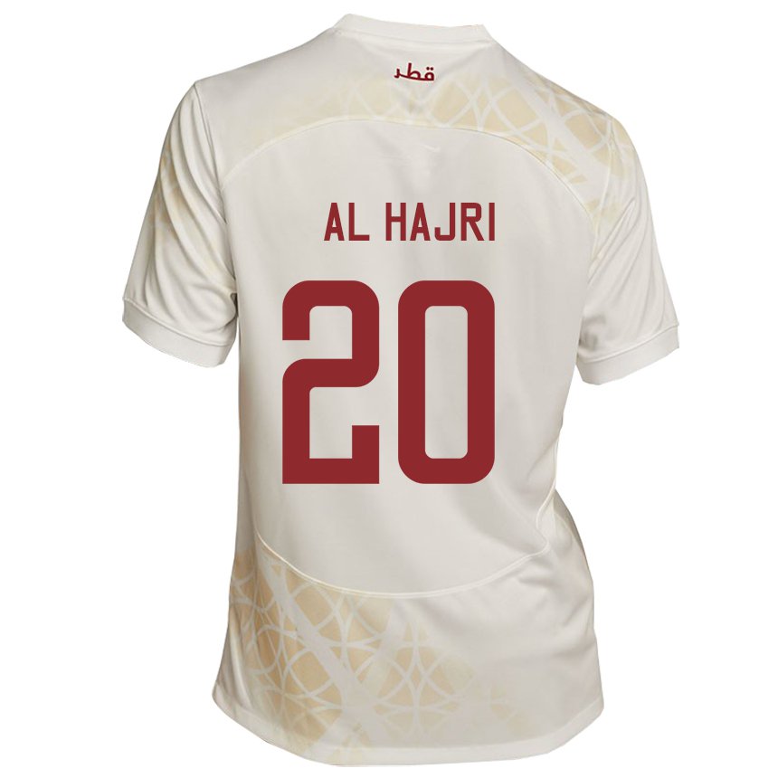 Mænd Qatars Salem Al Hajri #20 Guld Beige Udebane Spillertrøjer 22-24 Trøje T-shirt