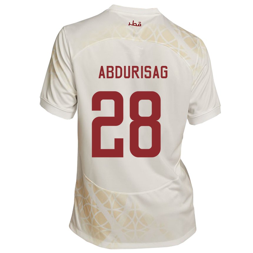 Mænd Qatars Yusuf Abdurisag #28 Guld Beige Udebane Spillertrøjer 22-24 Trøje T-shirt