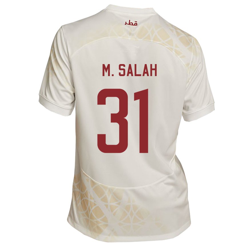 Mænd Qatars Salah Zakaria #31 Guld Beige Udebane Spillertrøjer 22-24 Trøje T-shirt