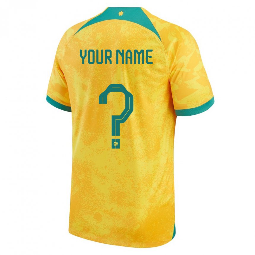 Kvinder Australiens Dit Navn #0 Gylden Hjemmebane Spillertrøjer 22-24 Trøje T-shirt