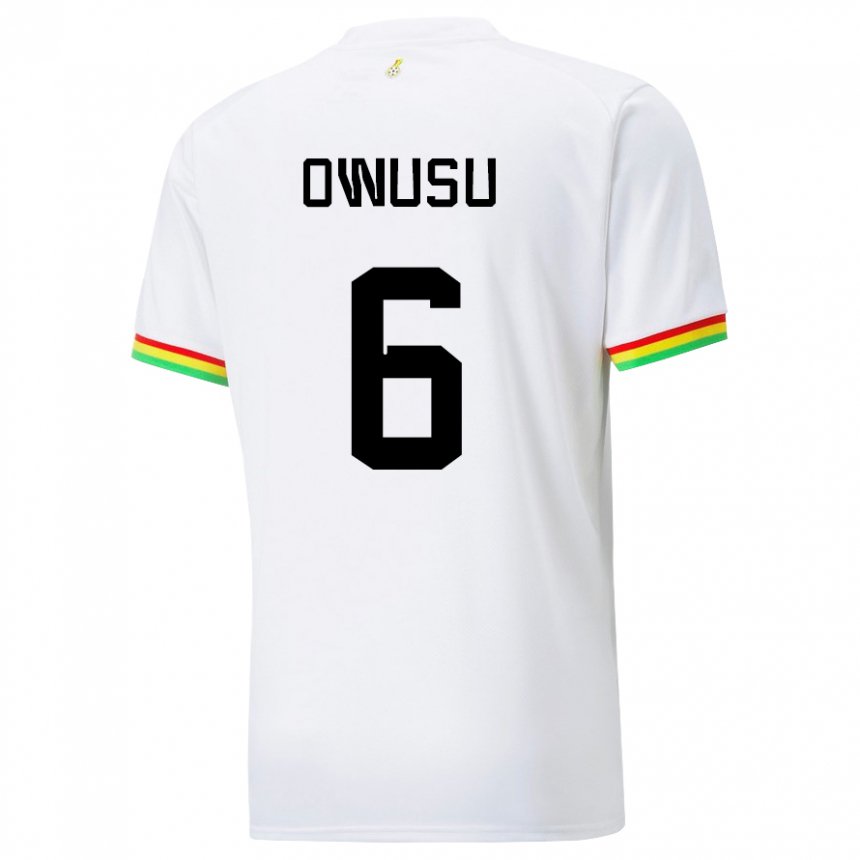 Kvinder Ghanas Elisha Owusu #6 Hvid Hjemmebane Spillertrøjer 22-24 Trøje T-shirt