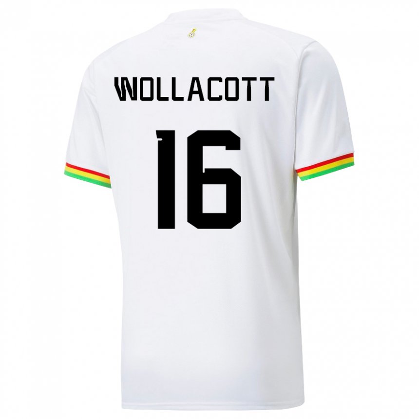 Kvinder Ghanas Joe Wollacott #16 Hvid Hjemmebane Spillertrøjer 22-24 Trøje T-shirt