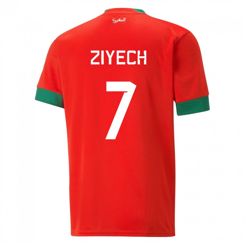 Kvinder Marokkos Hakim Ziyech #7 Rød Hjemmebane Spillertrøjer 22-24 Trøje T-shirt