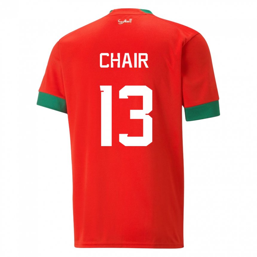 Kvinder Marokkos Iliass Chair #13 Rød Hjemmebane Spillertrøjer 22-24 Trøje T-shirt