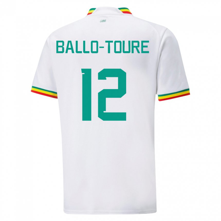 Kvinder Senegals Fode Ballo-toure #12 Hvid Hjemmebane Spillertrøjer 22-24 Trøje T-shirt