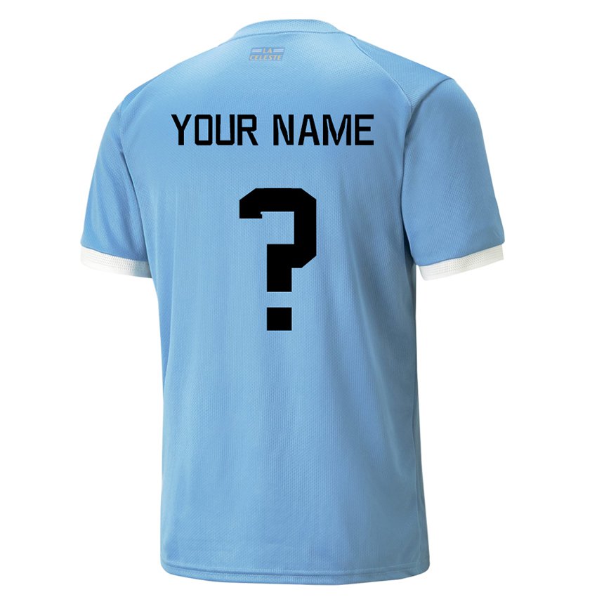 Kvinder Uruguays Dit Navn #0 Blå Hjemmebane Spillertrøjer 22-24 Trøje T-shirt