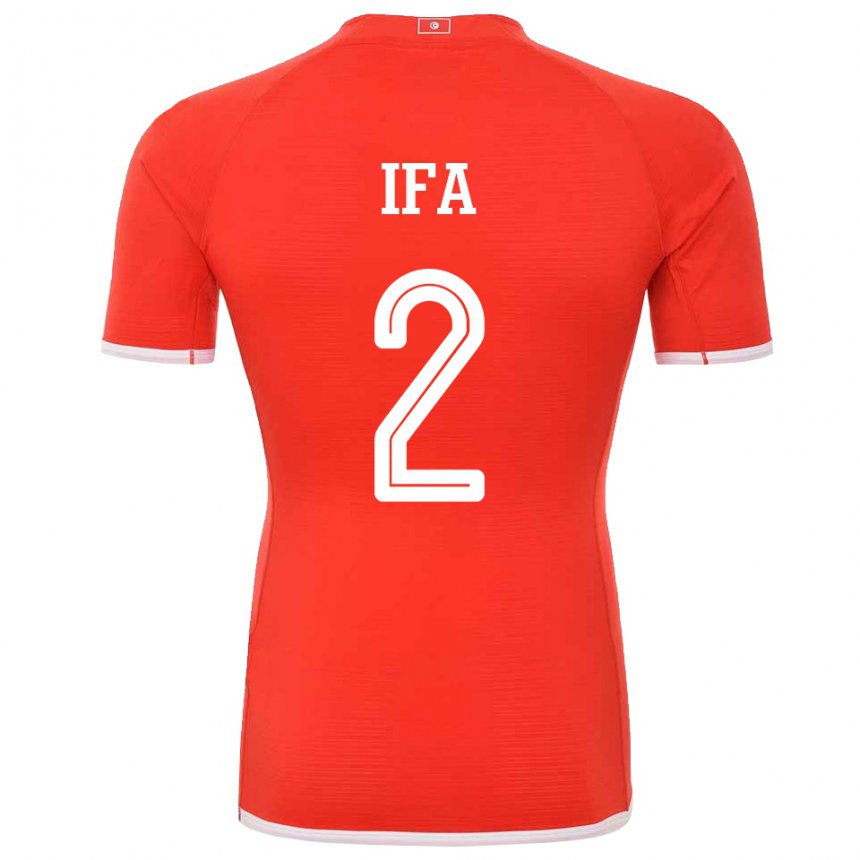 Kvinder Tunesiens Bilel Ifa #2 Rød Hjemmebane Spillertrøjer 22-24 Trøje T-shirt