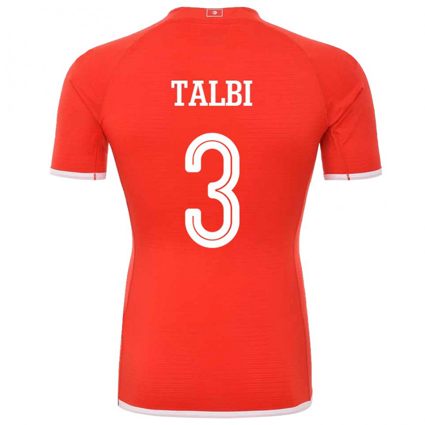 Kvinder Tunesiens Montassar Talbi #3 Rød Hjemmebane Spillertrøjer 22-24 Trøje T-shirt