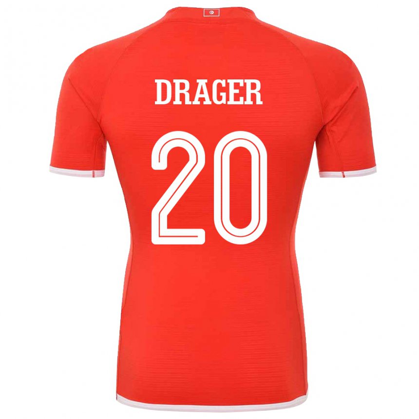 Kvinder Tunesiens Mohamed Drager #20 Rød Hjemmebane Spillertrøjer 22-24 Trøje T-shirt