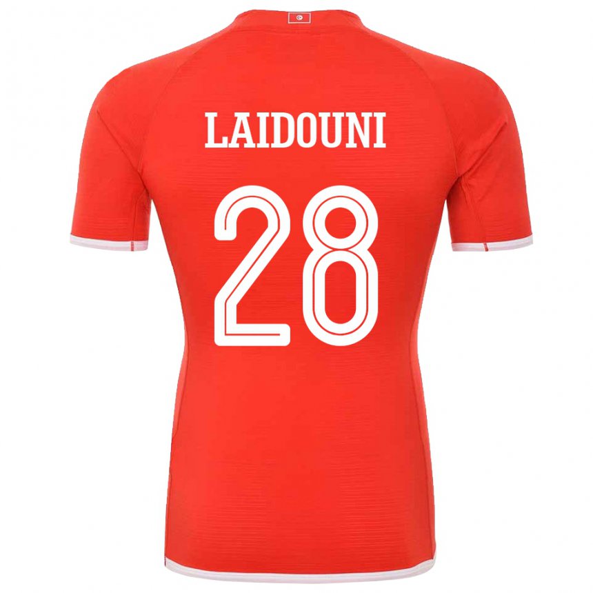 Kvinder Tunesiens Aissa Laidouni #28 Rød Hjemmebane Spillertrøjer 22-24 Trøje T-shirt