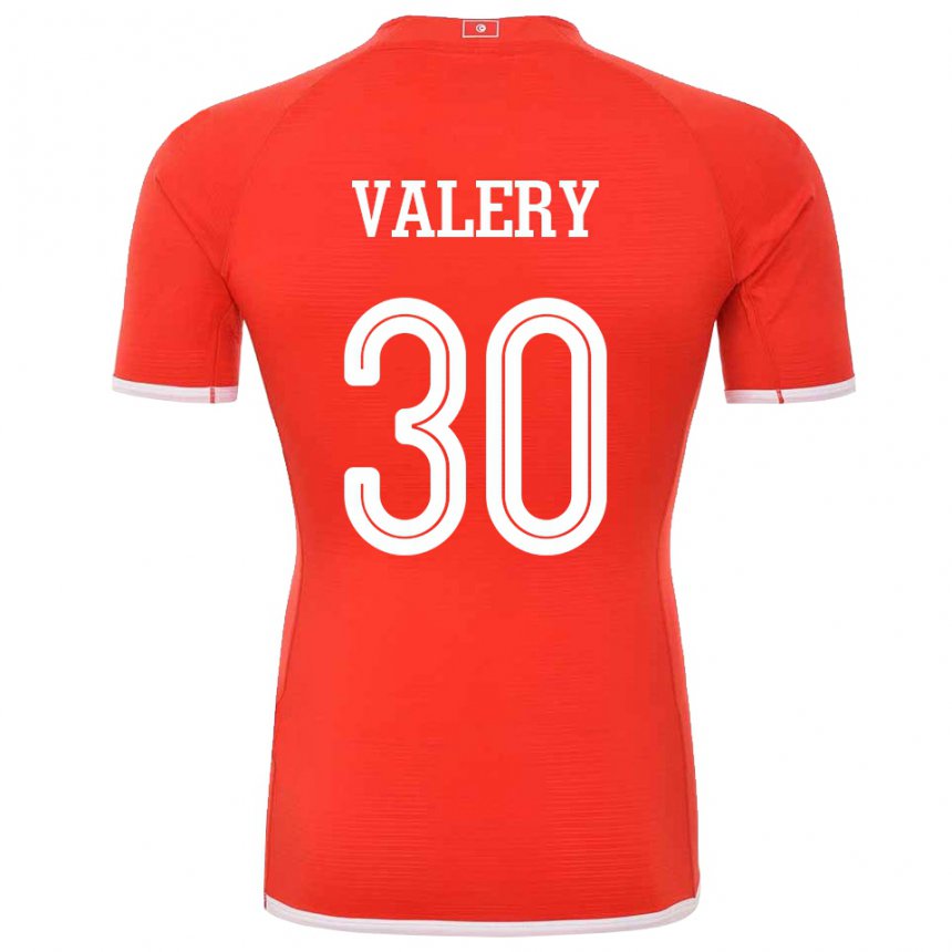 Kvinder Tunesiens Yann Valery #30 Rød Hjemmebane Spillertrøjer 22-24 Trøje T-shirt