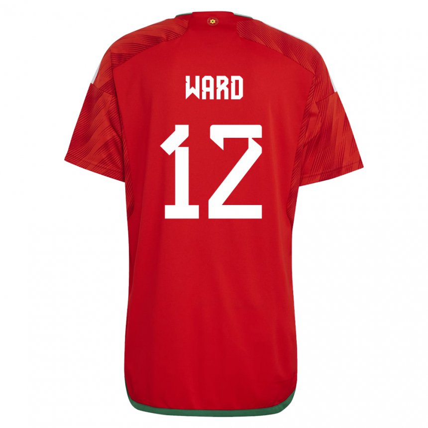 Kvinder Wales Danny Ward #12 Rød Hjemmebane Spillertrøjer 22-24 Trøje T-shirt