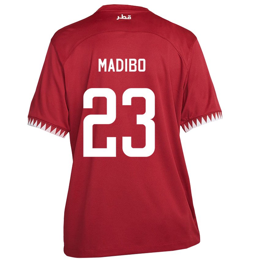 Kvinder Qatars Assim Madibo #23 Rødbrun Hjemmebane Spillertrøjer 22-24 Trøje T-shirt