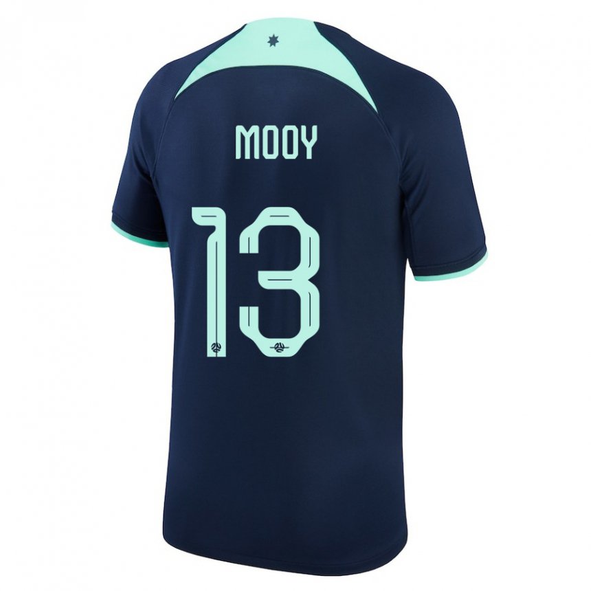 Kvinder Australiens Aaron Mooy #13 Mørkeblå Udebane Spillertrøjer 22-24 Trøje T-shirt