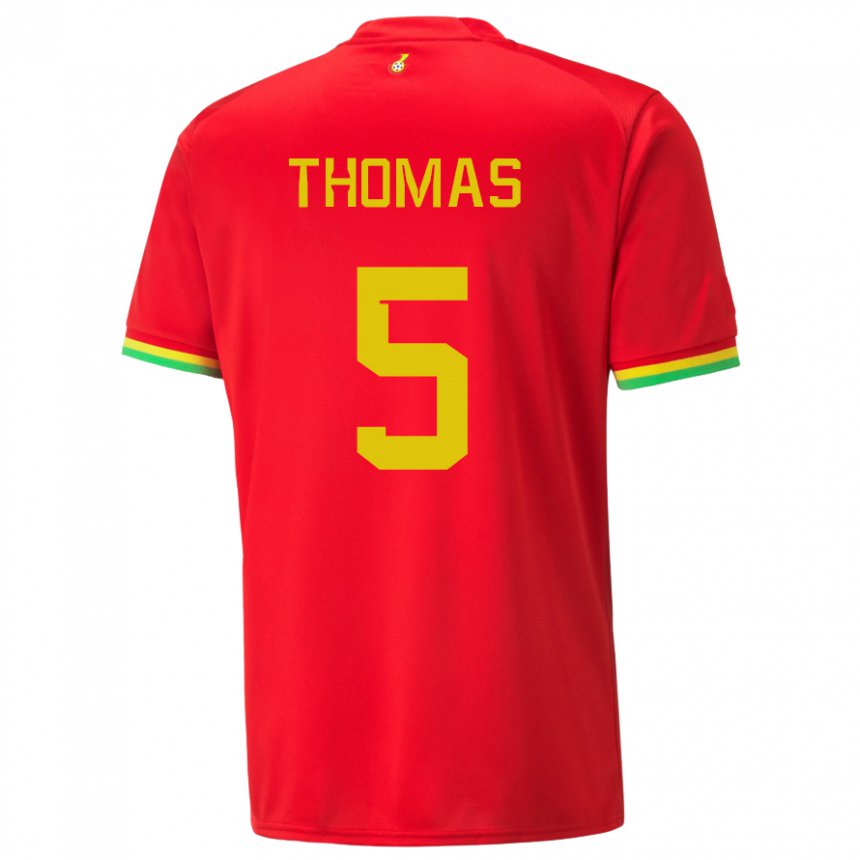 Kvinder Ghanas Thomas Partey #5 Rød Udebane Spillertrøjer 22-24 Trøje T-shirt