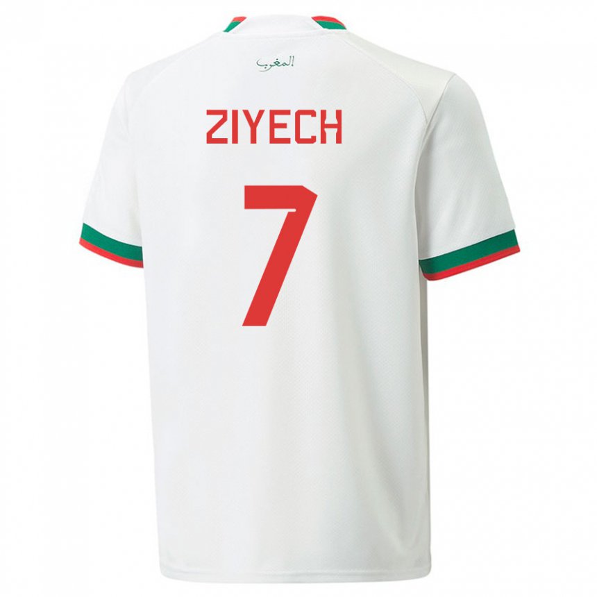 Kvinder Marokkos Hakim Ziyech #7 Hvid Udebane Spillertrøjer 22-24 Trøje T-shirt