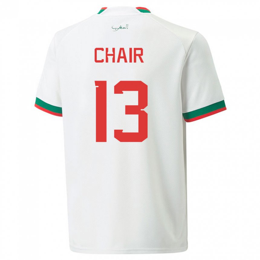 Kvinder Marokkos Iliass Chair #13 Hvid Udebane Spillertrøjer 22-24 Trøje T-shirt