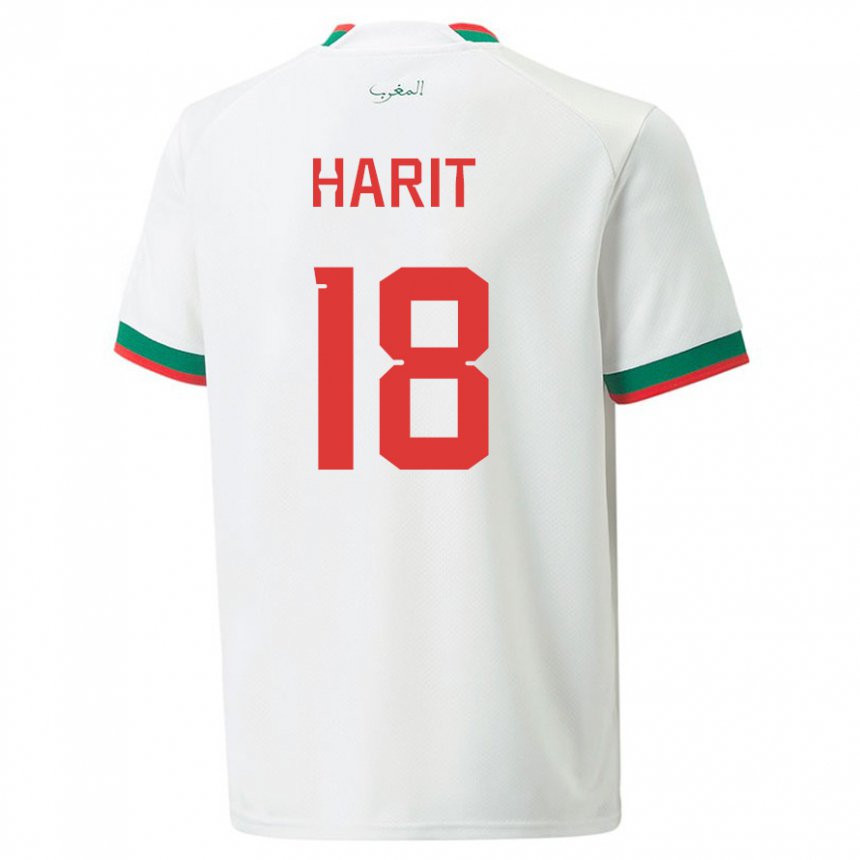 Kvinder Marokkos Amine Harit #18 Hvid Udebane Spillertrøjer 22-24 Trøje T-shirt