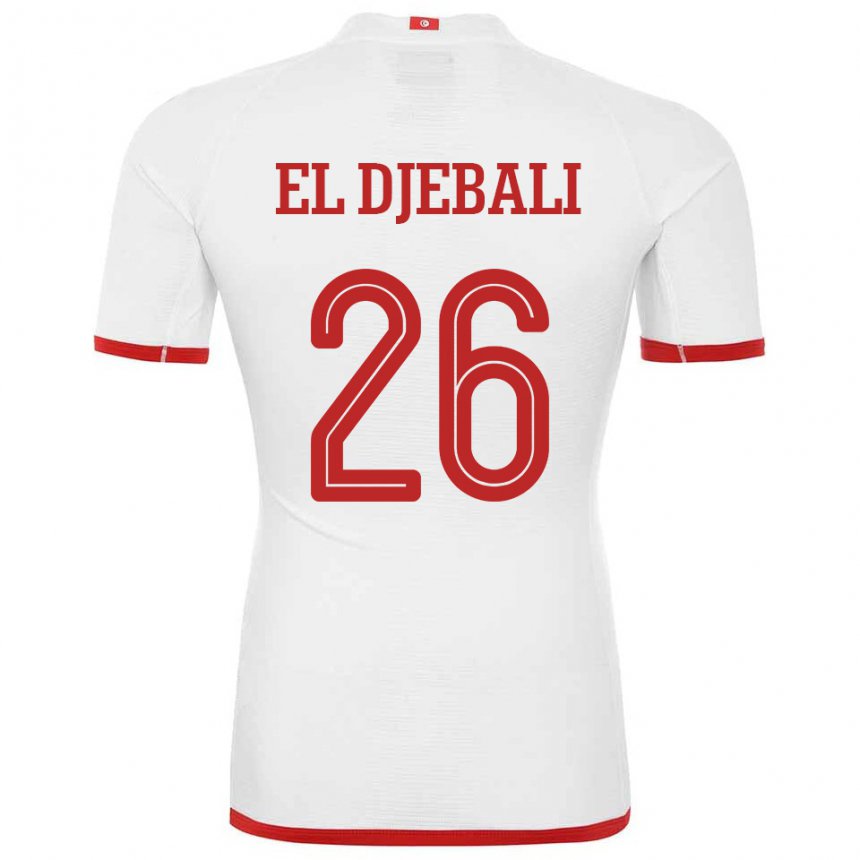 Kvinder Tunesiens Chaim El Djebali #26 Hvid Udebane Spillertrøjer 22-24 Trøje T-shirt