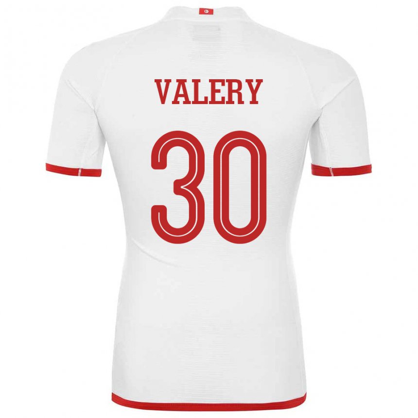 Kvinder Tunesiens Yann Valery #30 Hvid Udebane Spillertrøjer 22-24 Trøje T-shirt