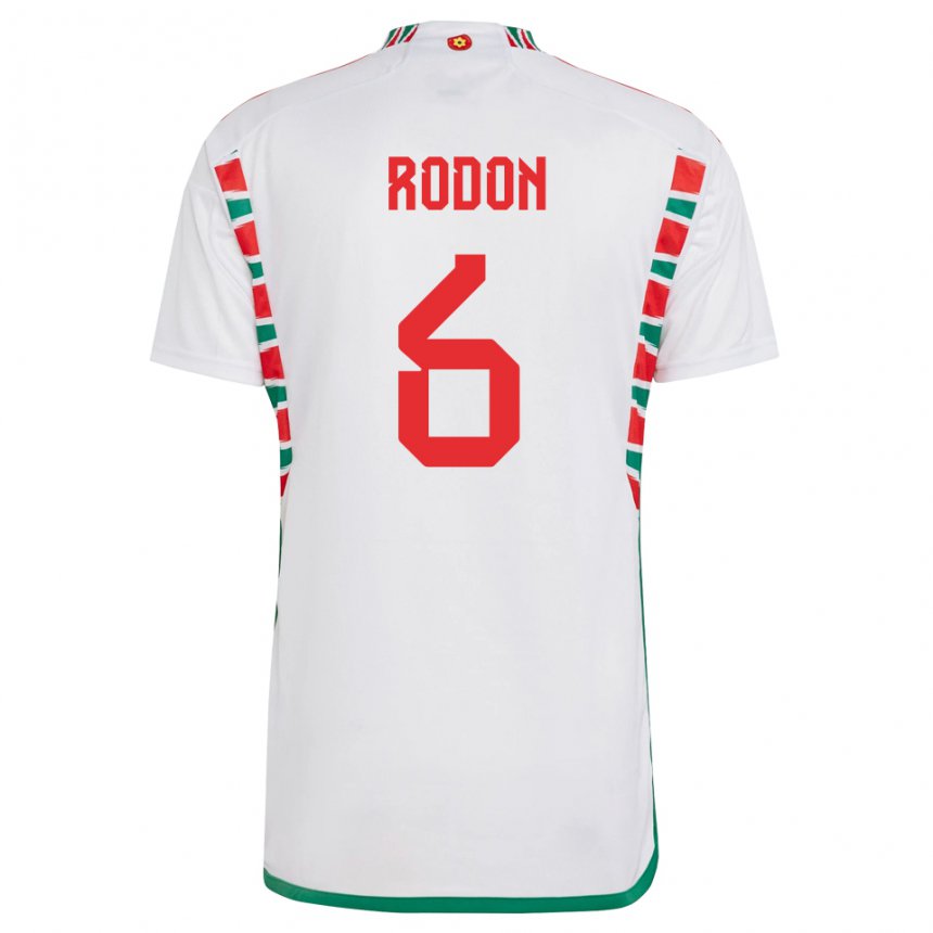 Kvinder Wales Joe Rodon #6 Hvid Udebane Spillertrøjer 22-24 Trøje T-shirt